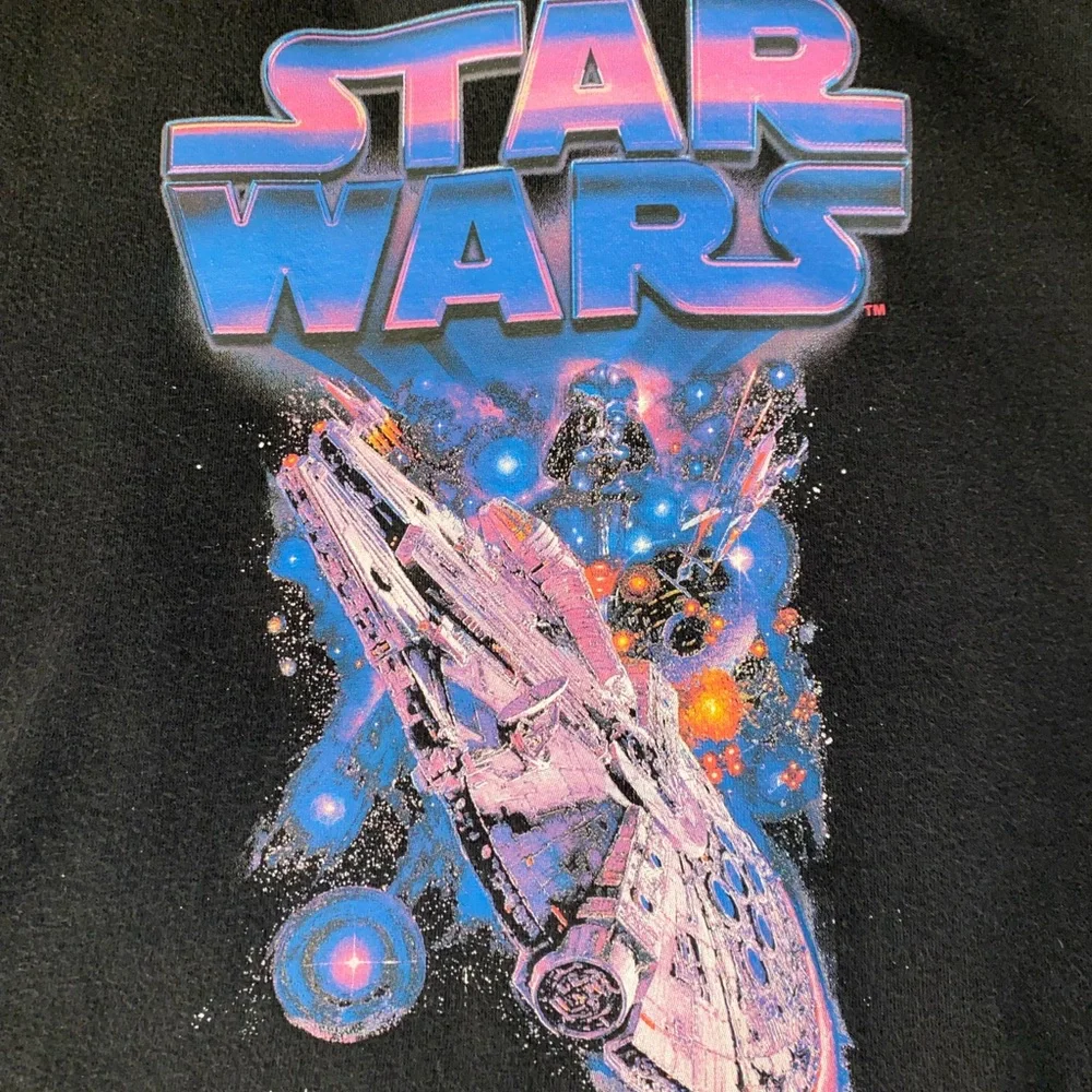 💙. Star Wars Black Graphic Cropped Hoodie With Drawstring Waist. - Picture 7 of 12